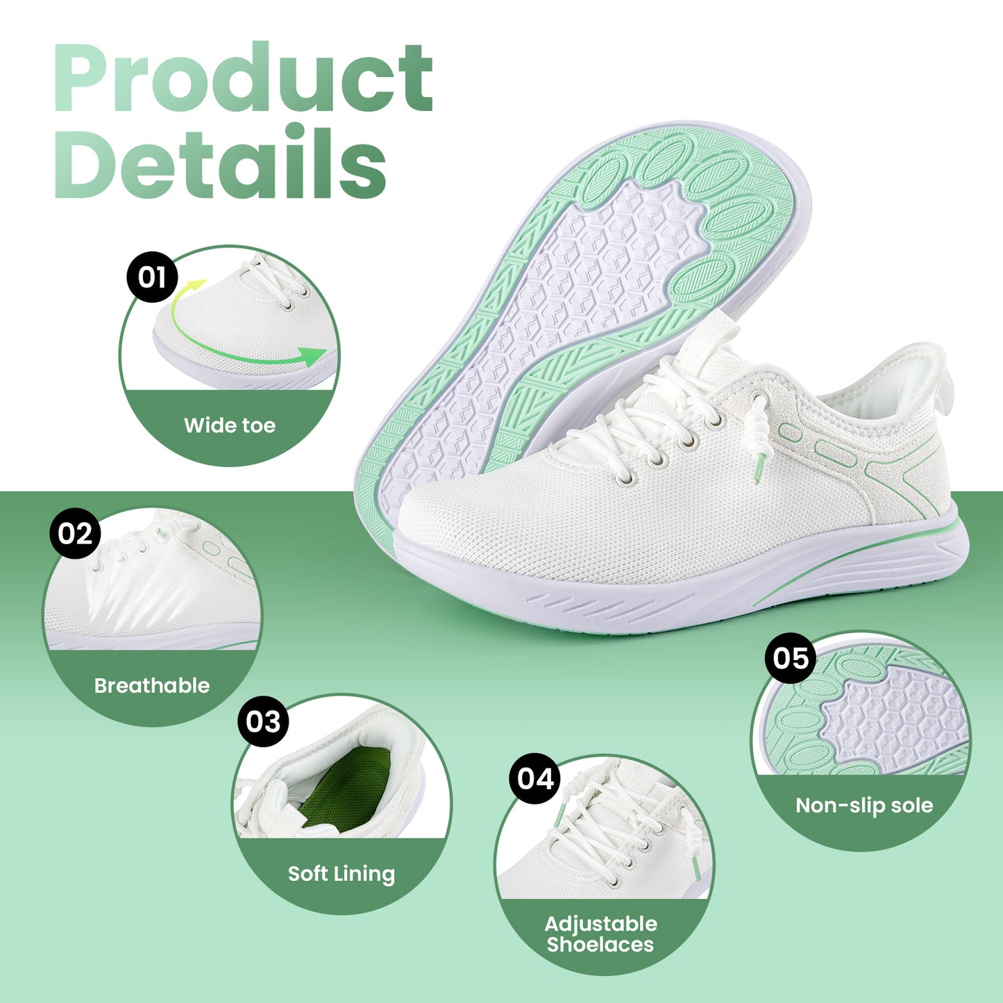 Women Wide Toe Slip-on Shoes Lightweight Casual Sneakers