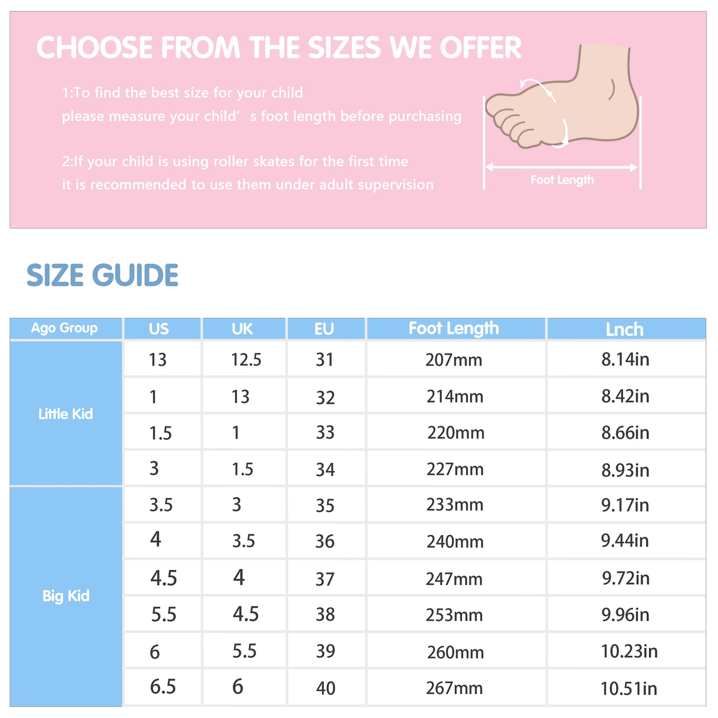 White Pink Kid Roller Shoe